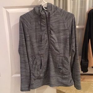 Lite weight half zip hooded sweatshirt